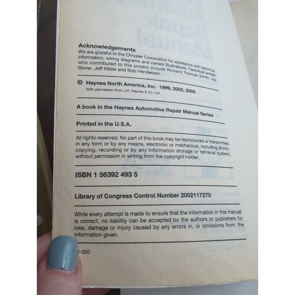Haynes Repair Manual 25026 For Chrysler 300M, Concorde, Intrepid, & LHS - Picture 6 of 7
